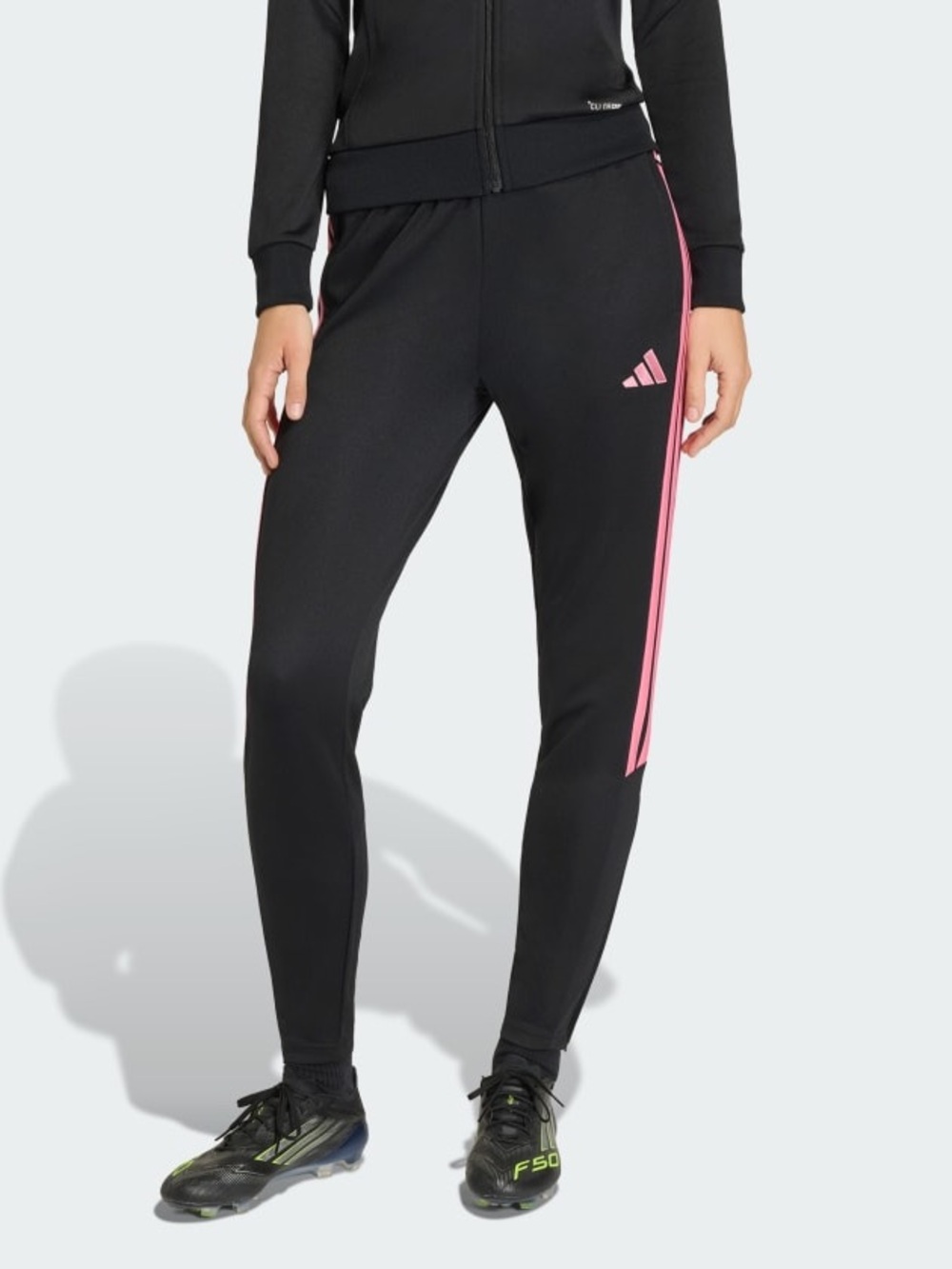 NWT - adidas Black Track Joggers with Pink Side Stripes